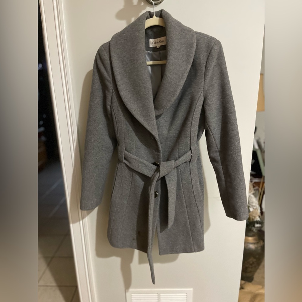 Calvin Klein heather gray double breasted pea coat